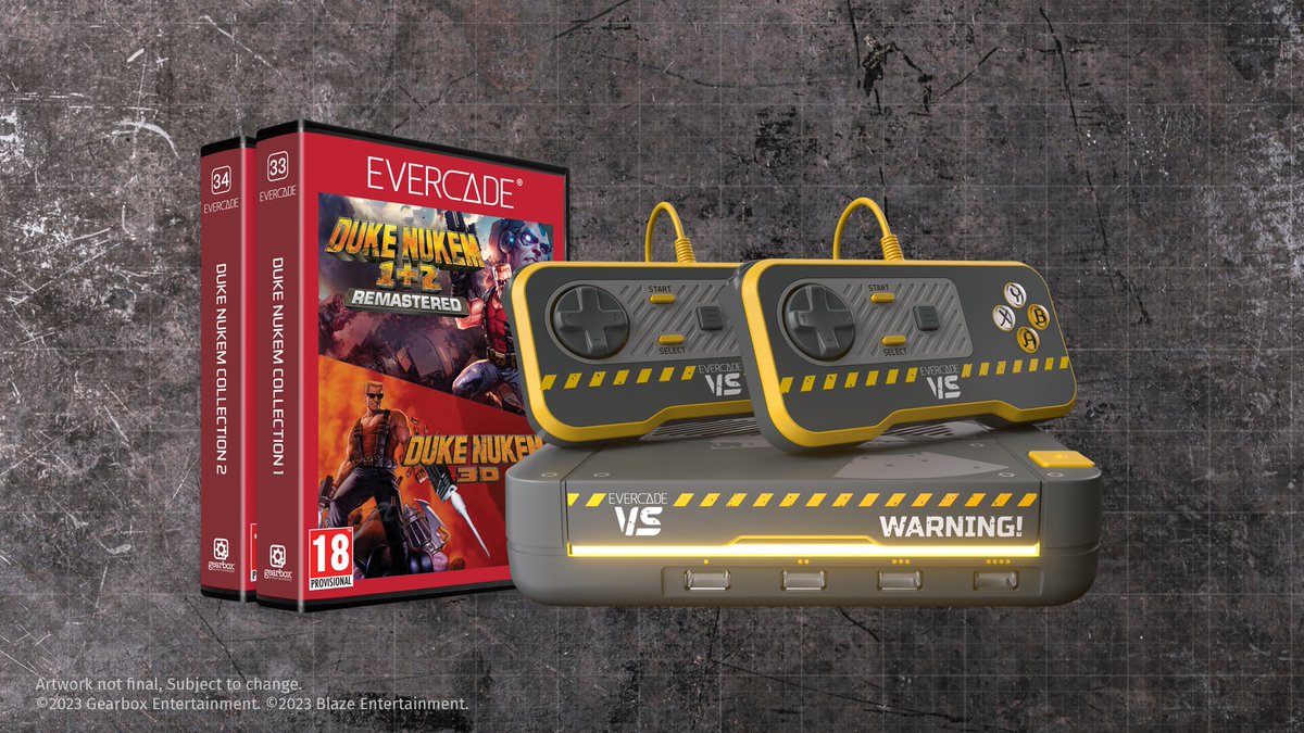 Exclusive to Funstock: The Evercade VS Atomic Edition. Featuring a custom design inspired by 80s/90s action movies, two matching controllers, and  Duke Nukem Collections 1 & 2 included.

Limited to 2000 units
£119.99

Available to pre-order RIGHT NOW!
funstock.co.uk/products/everc…