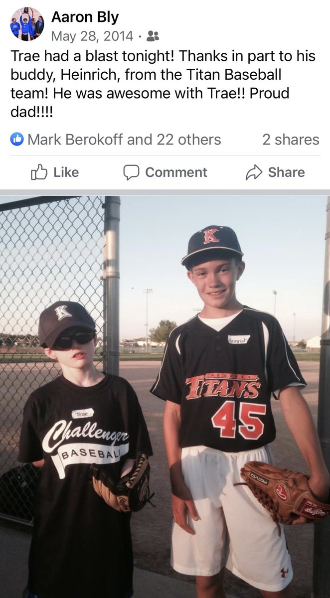 Aaron Bly (@kidsanddreams) on Twitter photo Nine years ago, @HuskerFBNation QB, <a href="/HKHaarberg10/">Heinrich Haarberg</a>, was Trae’s buddy at Challenger Baseball in Kearney! He was awesome w/ my son! Heinrich was patient & kind. Really made a big impression on Trae & us! We are his biggest fans! Go Big Red! #autism #Huskers #dreambig #GBR #battleon Nine years ago, @HuskerFBNation QB, <a href="/HKHaarberg10/">Heinrich Haarberg</a>, was Trae’s buddy at Challenger Baseball in Kearney! He was awesome w/ my son! Heinrich was patient & kind. Really made a big impression on Trae & us! We are his biggest fans! Go Big Red! #autism #Huskers #dreambig #GBR #battleon