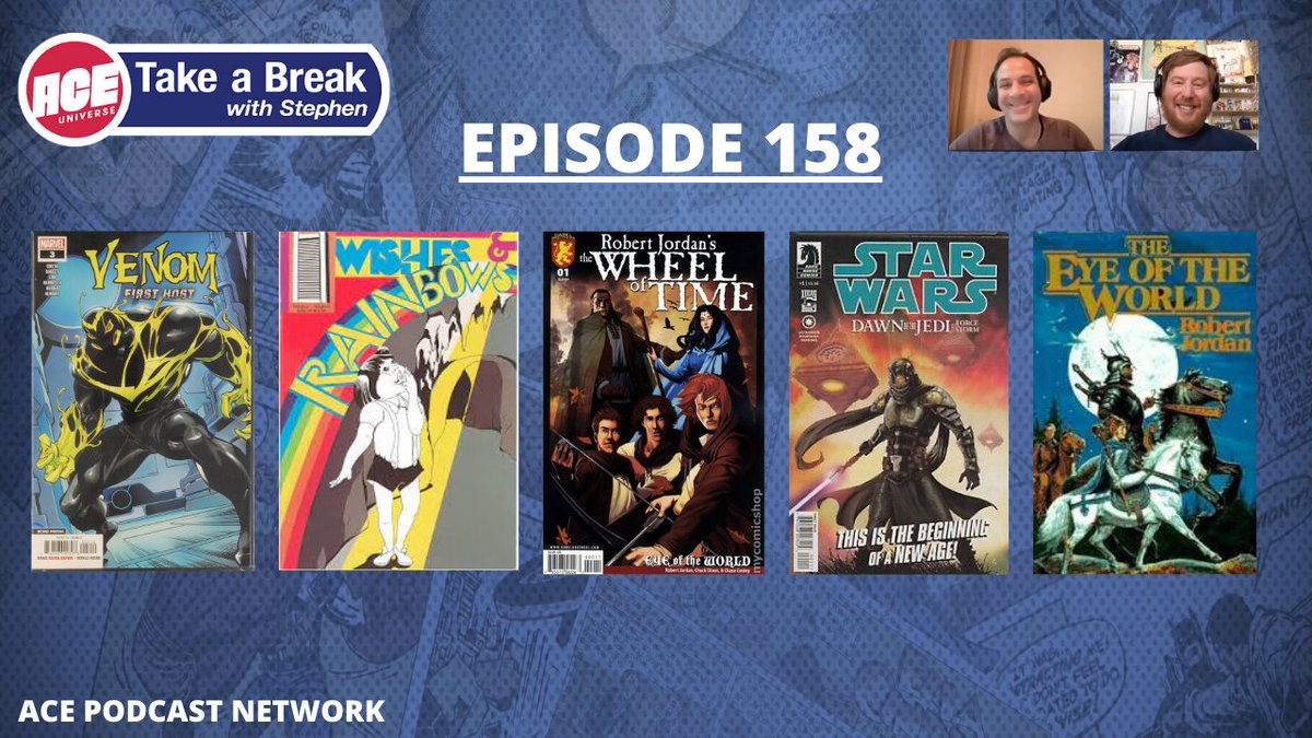 takeabreak_pod's tweet photo. "Take a Break with Stephen" is back with another new episode! Watch as Stephen and Alex discuss Je'daii, Wishes &amp; Rainbows Federal Reserve Bank, Sleeper and Wheel of Time!

▶️: https://t.co/czW5AfPj7b https://t.co/yMbP8SjJrX