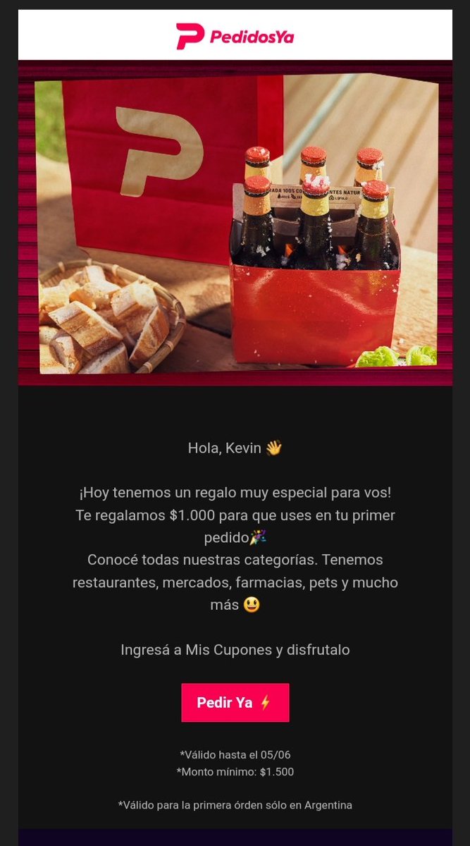 500Py's tweet photo. Tengo un cupón de 1000 puesto en cuenta sin verificar, válido hasta el 5 de este mes, tiene mínimo tal como figura en la foto. A solo 250$. Cualquier consulta por privado 

#Pedidosya #Descuentos #promociones #argentina #cupón #cupones https://t.co/lHLtxgpaKi