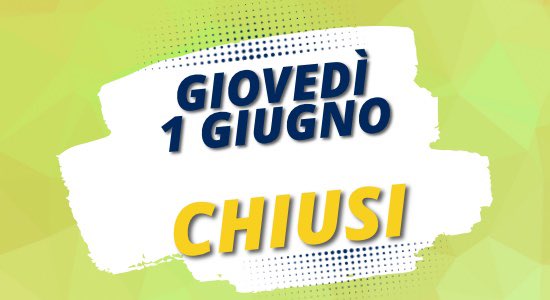 Gli uffici domani restano chiusi. 
Si riapre lunedì 5 giugno.
