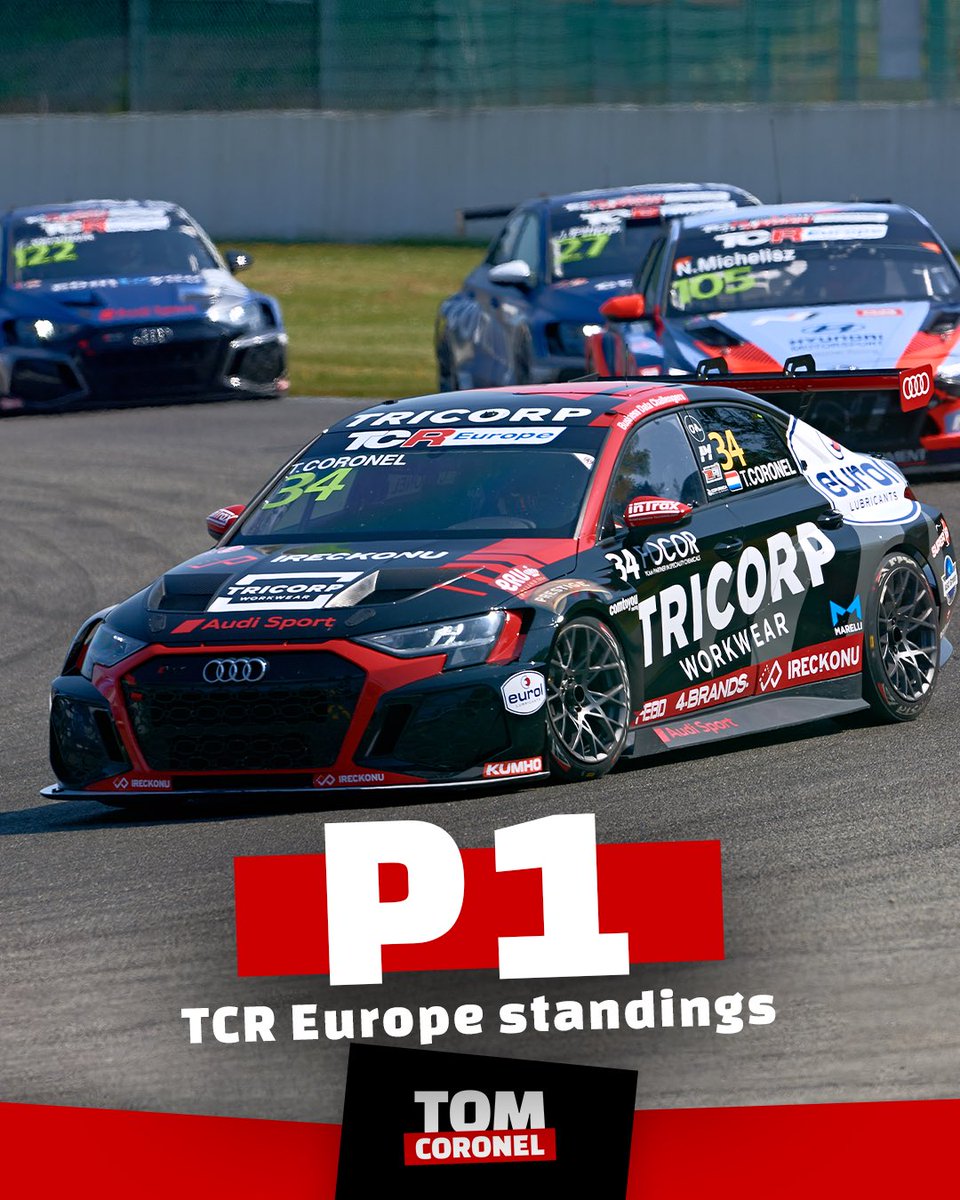 2 rounds done ✅ and currently leading the TCR Europe standings 💪
And most important… P5 in the TCR World ranking. 🔥🔥  From P10 to P5 after last weekend’s race.
Let’s go, team. 📈 

#AudiRS3 #TricorpWorkwear
#TCRSeries #TCREurope #AudiLover #AudiSport #AudiGramm #AudiTCR…