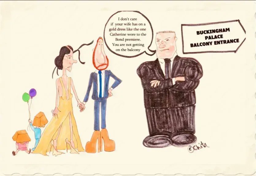 TheWantonWench's tweet image. The real reason Megain decided against attending the #KingsCoronation 👑
Cartoon Credit: #ChitaCartoons