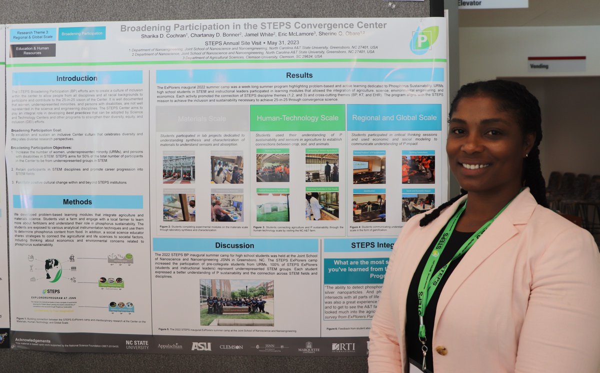 STEPS_STC's tweet photo. STEPS scholars wowed us today with their posters featuring their research across all STEPS themes, including using legacy P in soils, reuse of P from wastewater treatment, and experiences of underrepresented minorities in a convergence research center. Way to go, scholars! 👏👏👏 https://t.co/ywcldwEl2v