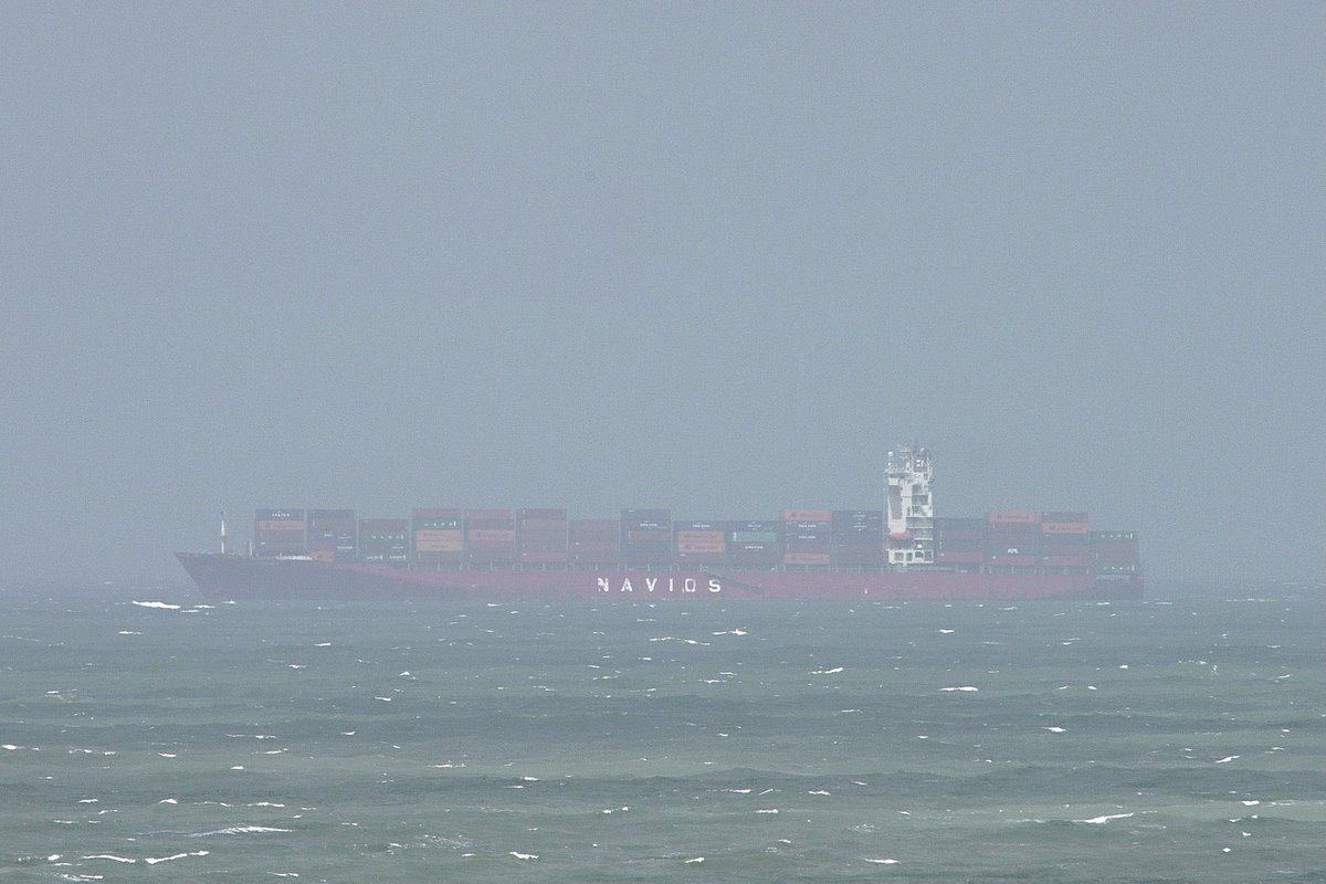 The NAVIOS DOMINO, IMO:9478494 en route to Norfolk, Virginia, flying the flag of the Marshall Islands 🇲🇭. #ShipsInPics #ContainerShip #NaviosDomino