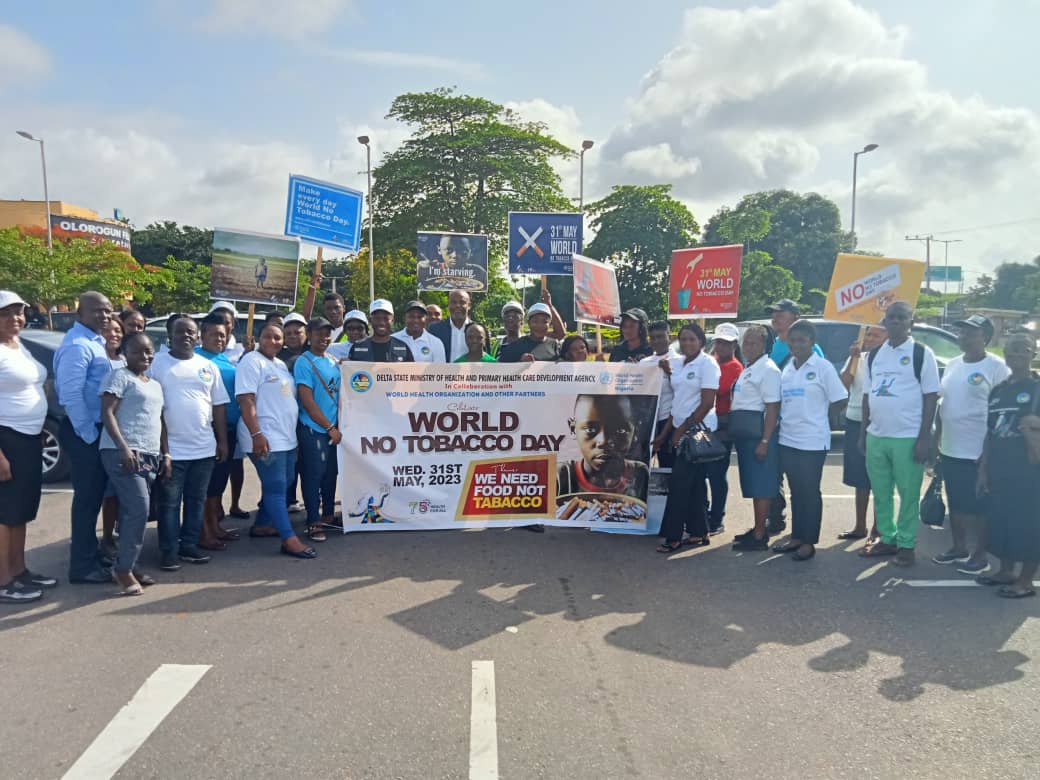 Delta State MOH, SPHCDA, Sapele, Warri South, Oshimili South and Oshimili North LGAs, in collaboration with WHO celebrates World No Tobacco Day today 31st May, 2023 with a road show, sensitization, integration of other PHC interventions in 4 motor parks in the LGAs