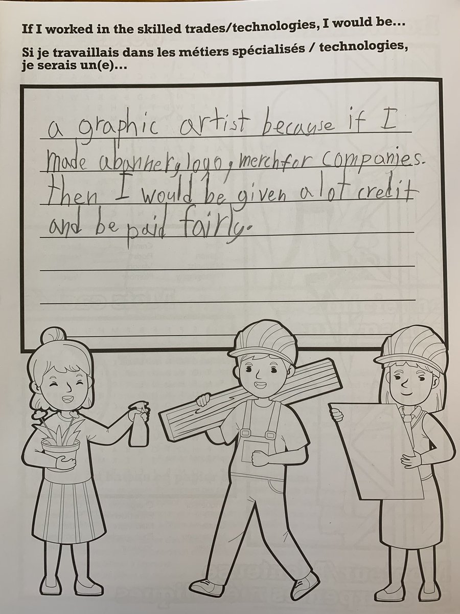 MrsSShepherd's tweet photo. We have been learning about #skilledtrades in Ontario this week! Here are some jobs our Grade 2/3’s are interested in! #OYAP @ONeducation @skillsontario @GEDSB #gedsbobs https://t.co/KjEfzBzMgs