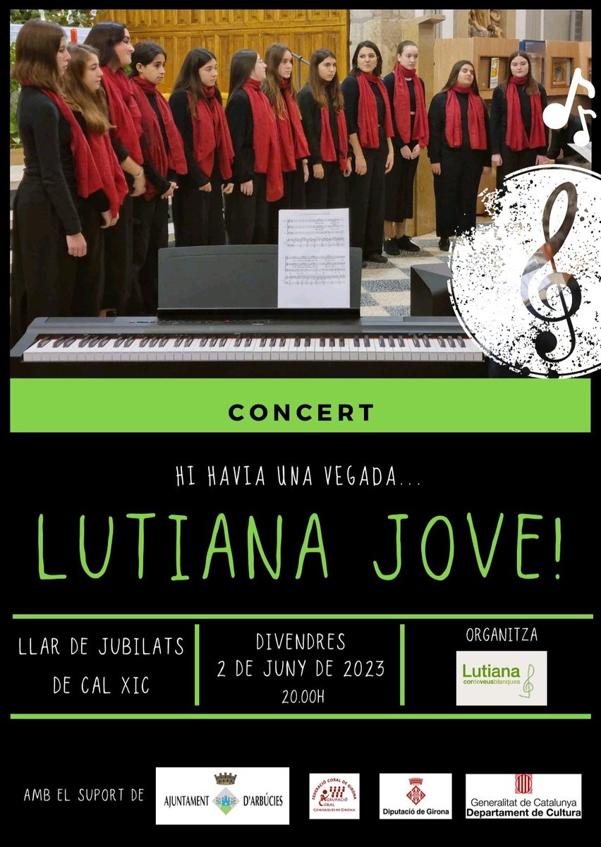 Divendres fem concert a <a href="/arbucies/">Ajuntament Arbúcies</a>! Us esperem a les 20h al Teatre Cal Xic amb 'Hi havia una vegada... Lutiana Jove!'

No t'ho perdis!!! Te'n penediràs!!!