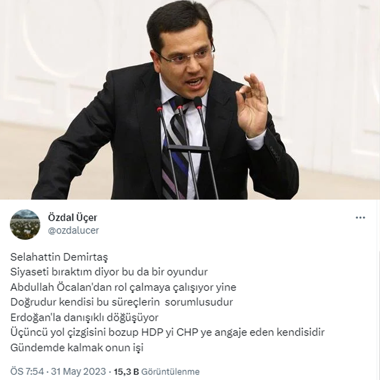 BDP Eski Van Milletvekili Özdal Üçer, Selahattin Demirtaş'a ağır suçlamalarla saldırdı.