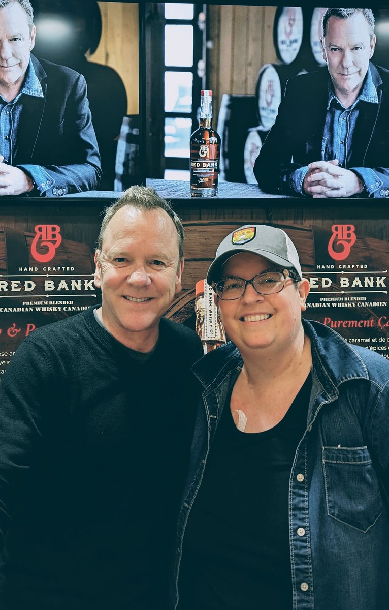 arogers4682's tweet photo. Got to meet @RealKiefer today in #Dieppe #NewBrunswick for the launch of his #RedBankWhisky. What a kind man! The signed bottle is going into my collection only to be opened after I get my #KidneyTransplant https://t.co/CMNWB8cO3s