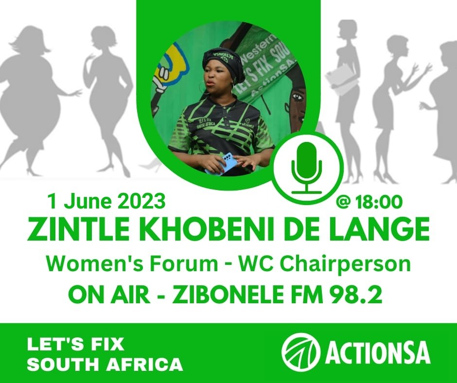 Please tune into @ZiboneleFM98_2 tomorrow to catch our WC Women's Forum Provincial Chairperson @ZintleK_deLange chatting about the call for Applications, for our Regional Chairpersons. #LetsFixWesternCape #ActionSAWomensForum #ActionSAInTheWesternCape #ActionSAProject2024