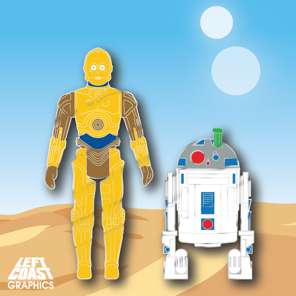 🎶The Twin Suns will come out tomorrow...

June 1st, 2023..... The Pins you are looking for. 9:00am/PST  #EnamelPins #VectorArt #Vector #VintageCollector #StarWarsPins #Kenner #StarWars #VintageStarWars #Droids #R2D2 #C3PO #CollectThemAll