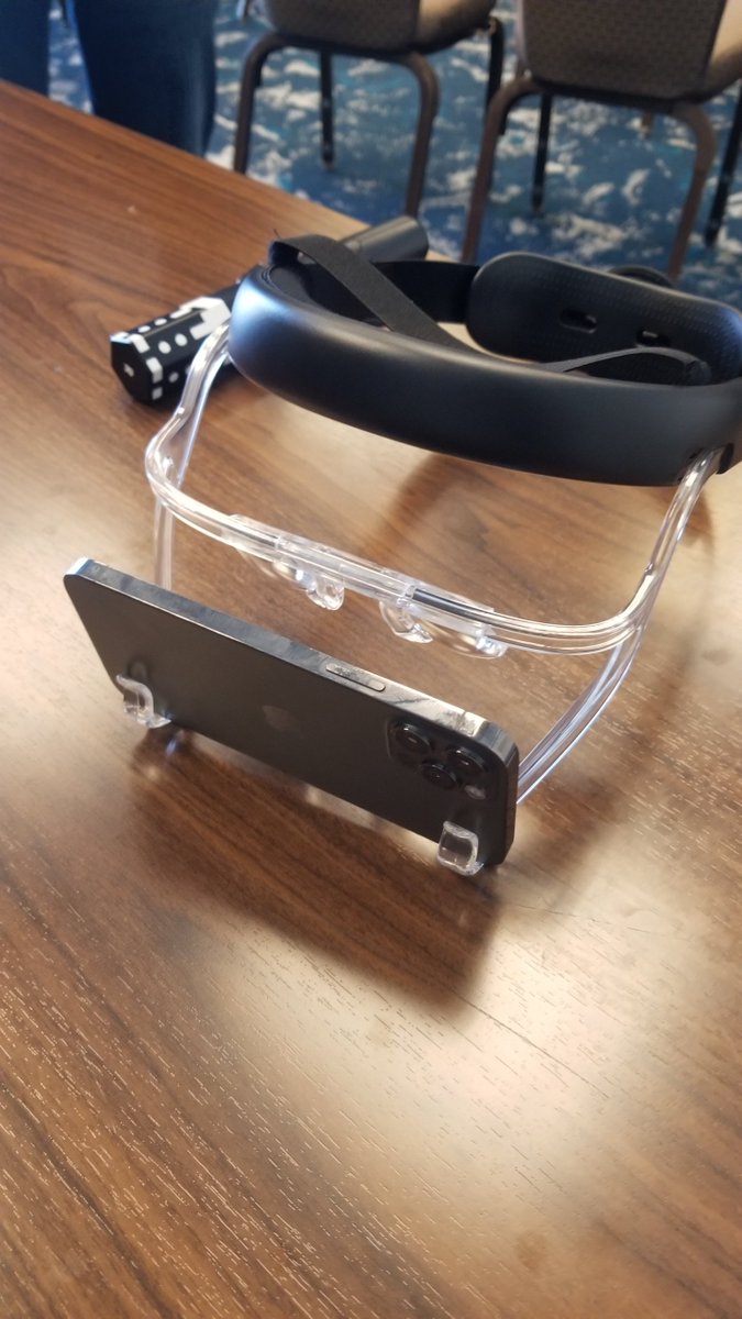 eventsforgamers's tweet photo. Checked out pretty cool game and interactive demo/s featuring @ZapparApp new #XR headset hardware. Think of it as a more advanced Samsung Gear headset -  featuring two #6dof controllers - that works with #iPhone 11 and up. #AWE2023 https://t.co/YoLnCTZqwk