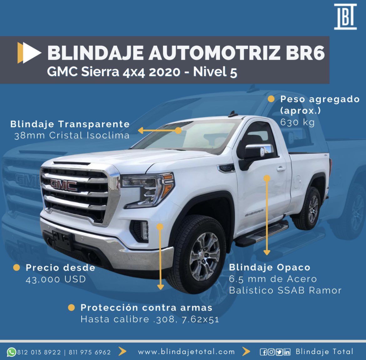 En BT tenemos más de 20 años de experiencia en la fabricación de unidades blindadas. Pregunta por nuestras unidades de entrega inmediata:📱 811 560 3826 | 811 792 3728

#blindaje #autosblindados #seguridad #protecciónvehicular #blindadora