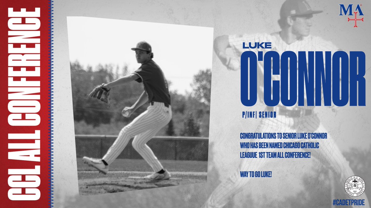 Congratulations to senior Luke O'Connor on being named to the Chicago Catholic League All Conference 1st team. Way to go Luke! #CADETPRIDE <a href="/pchabura/">Paul Chabura</a> <a href="/MarmionBaseball/">Marmion Baseball</a>