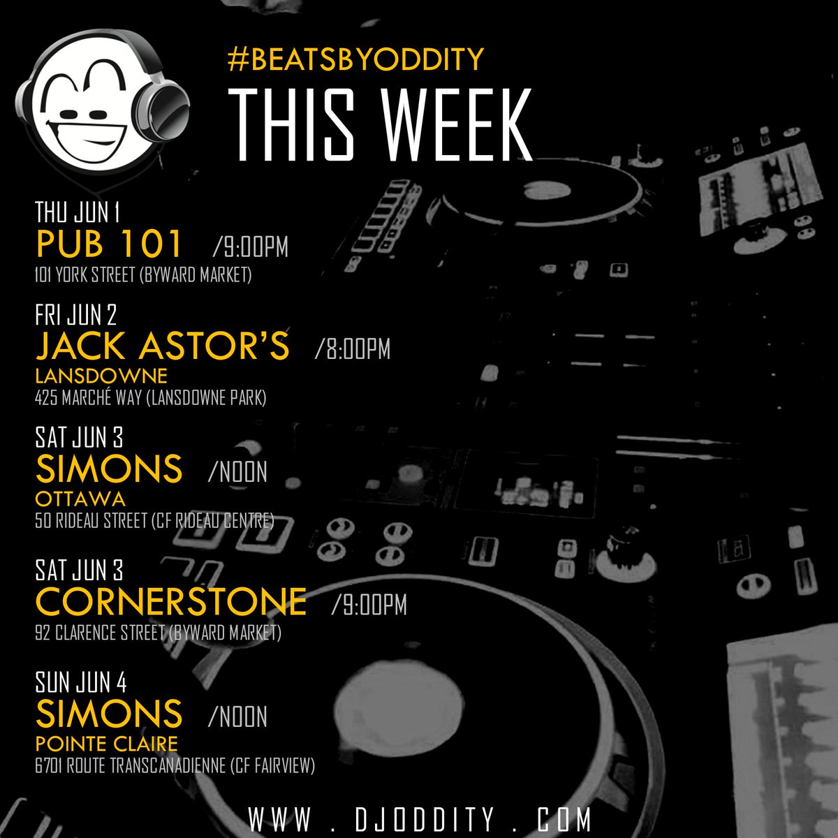 The week ahead (and what a week - I swear I'll sleep somewhere in there eventually)!

#beatsbyoddity