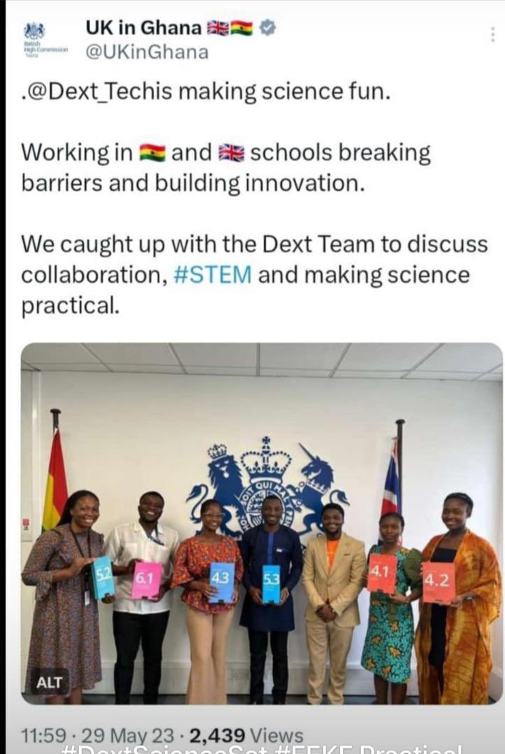 Dext_Tech's tweet image. Our aim is to make science the easiest and favorite subject ever for every young learner. Our collaborations with the UNITED KINGDOM 🇬🇧 is another bold statement in creating a culture of practical learning for every learner everywhere. #ScienceSet