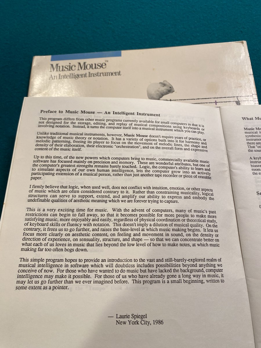 An old friend at @EventideAudio ran across the Music Mouse manual among his books, and he sent me the preface page that I wrote nearly 4 decades ago.