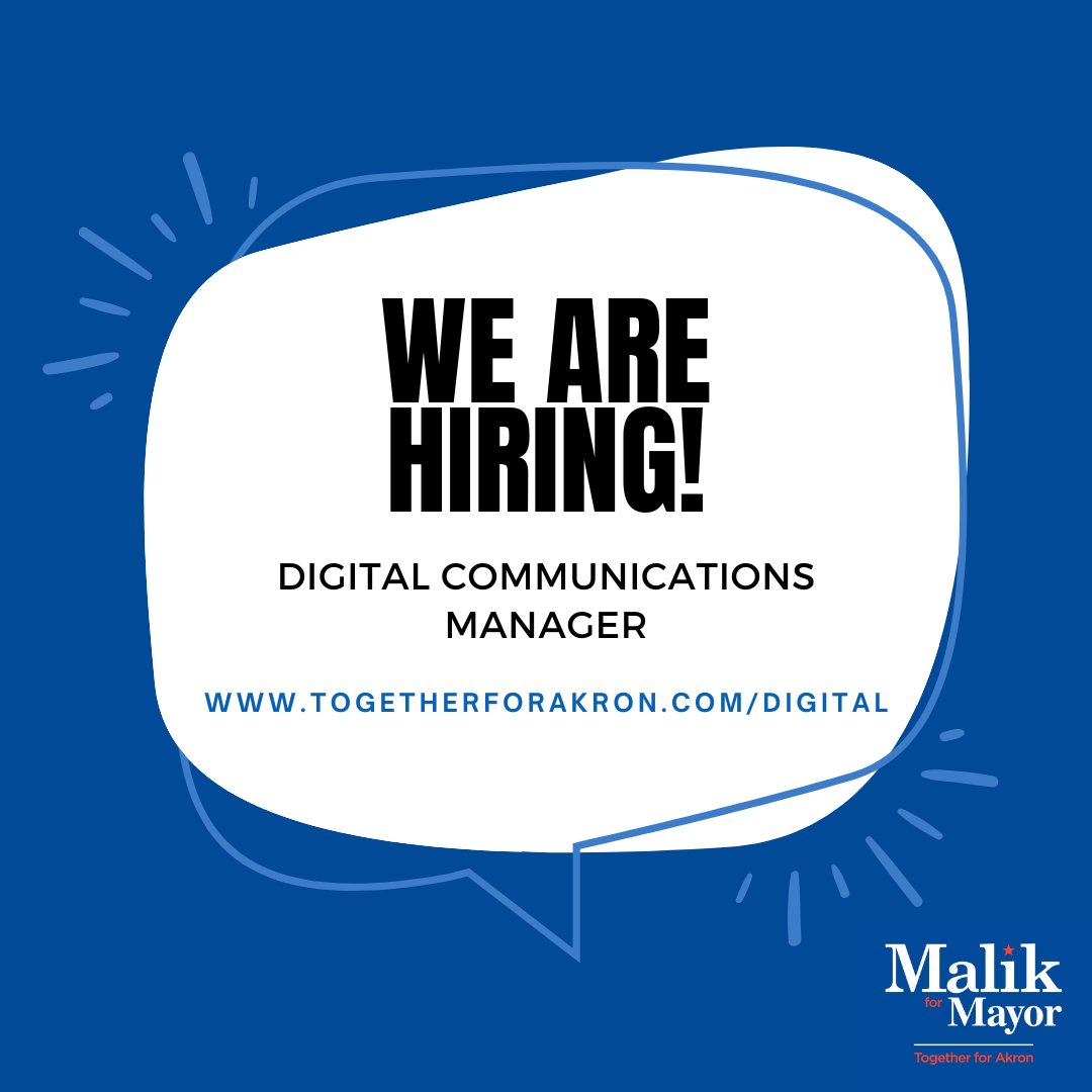 We’re hiring! Join our team and be part of building an exciting future for our city, or tag someone you know who may be interested!
&gt;&gt;togetherforakron.com/digital