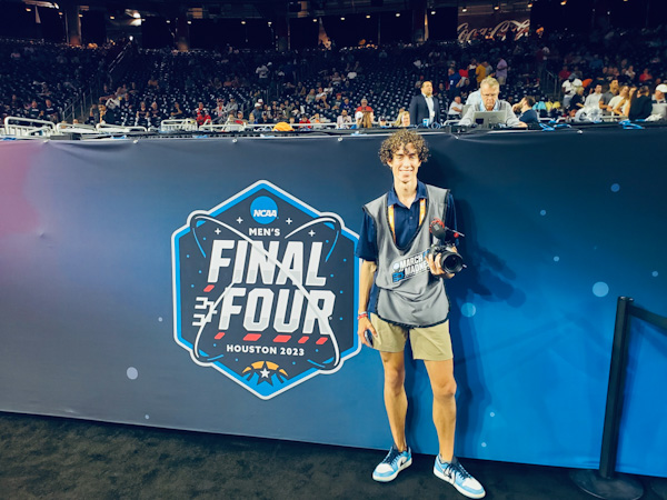 Ryan Freidin '24 was recruited by the NCAA to work the men's basketball Final Four tournament. Hired as a videographer, his responsibilities included garnering the majority of the iPhone content posted on the @mfinalfour accounts. bit.ly/3BIaIn3