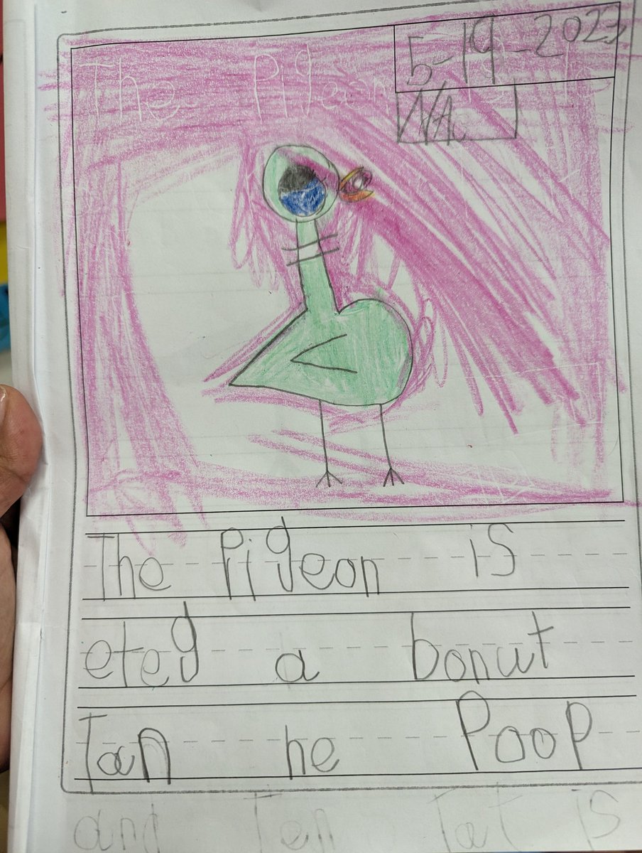 Our Kindergartners are AMAZING! They authored & illustrated their own versions of 'pigeon' stories, inspired by Mo Willems. @BSD87  @TracyBodenstab @MoWillems