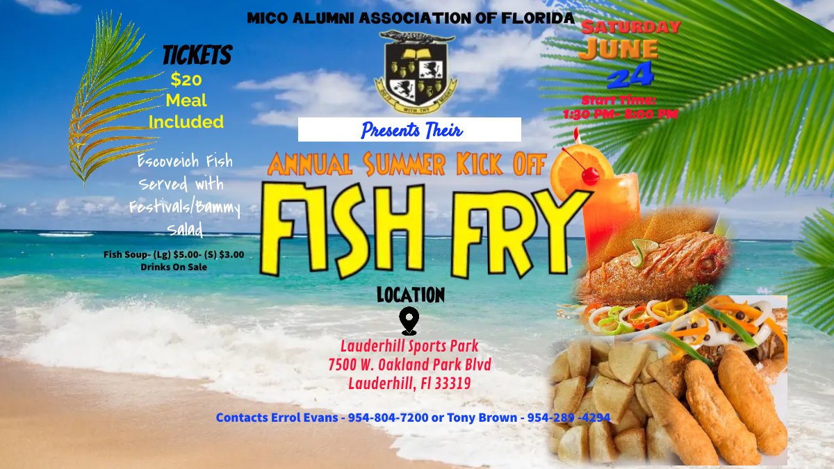 The Mico Alumni Association of Florida Fish Fry. Proceeds in aid of scholarships.