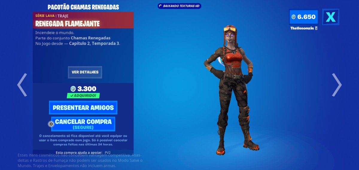 TheVenomzin's tweet image. Just got Renegade Raider (flame) using Code #PV2 @FortnitePV2 
Sorry for not attending to the lives Lattley 😔