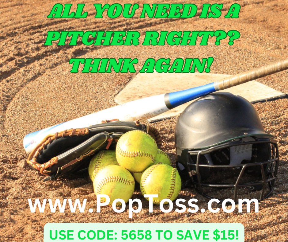 poptoss1995's tweet photo. Softball players… does this situation look familiar? You have the bay the balls the helmet and the glove and you’re only missing a pitcher. Get that batting practice in with PopToss Pitching machines! Check it out at https://t.co/VbdUra5LIw and use code: 5658 to save $15! https://t.co/gtzRpP7wHd