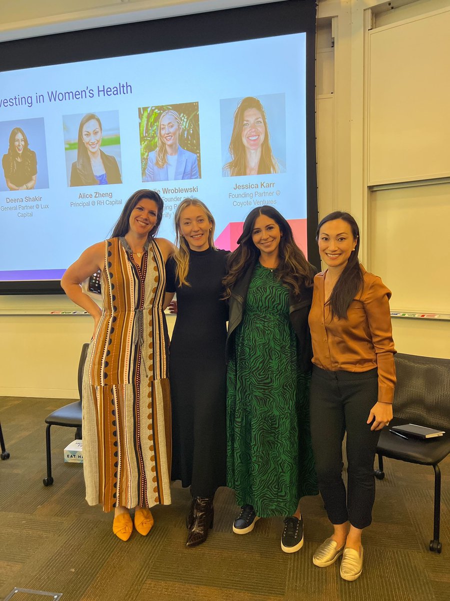 Great to be back on campus today at <a href="/StanfordGSB/">Stanford Graduate School of Business</a> to join a panel on investing in women’s health alongside great friends. Heartened to see a packed classroom filled with women (and men!) excited about the future of innovation in women’s and family health!