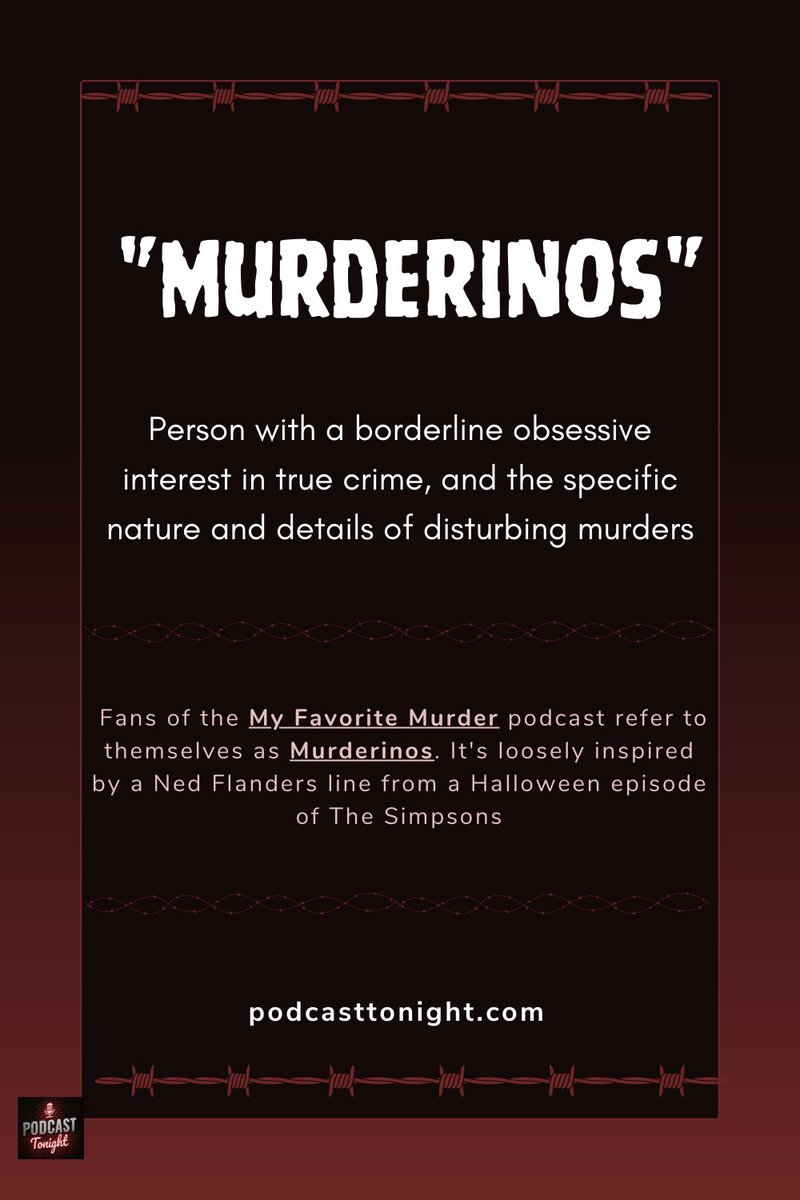 ❗️Fun Fact
Fans of the My Favorite Murder podcast refer to themselves as Murderinos. Inspired by a Ned Flanders line from The Simpsons Halloween episode.

Who are #murderinos here? Comment below!

#myfavoritemurder #FunFact #truecrime #podcasttrivia #podcasttonight