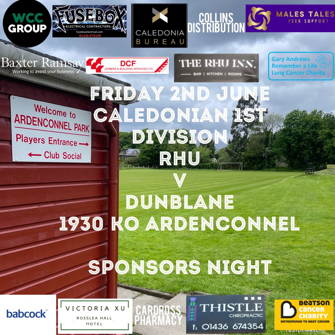 Friday night football at Ardenconnel in the <a href="/CaledonianAFA/">CaledonianLeague</a> as we face <a href="/DSCAmateurs/">Dunblane Soccer Club Amateurs</a> in our final match of the season