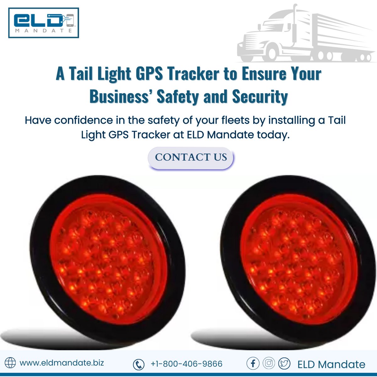 Safeguard your business with a Tail Light GPS Tracker! Boost confidence in fleet safety and security by installing one at #ELDMandate today.
 Visit us: eldmandate.biz  
Call Us: +1-800-406-9866
#TruckingRevolution #GPSMonitoring #TailLightTrackers #ThisisFine #USA #Truck