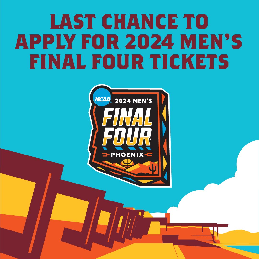 Final chance for @MFinalFour tickets! Don’t miss Arizona’s next mega event, taking place at our place, @StateFarmStdm next April. Applications close TODAY: 🏈🌵🏀 bit.ly/3McVJbi