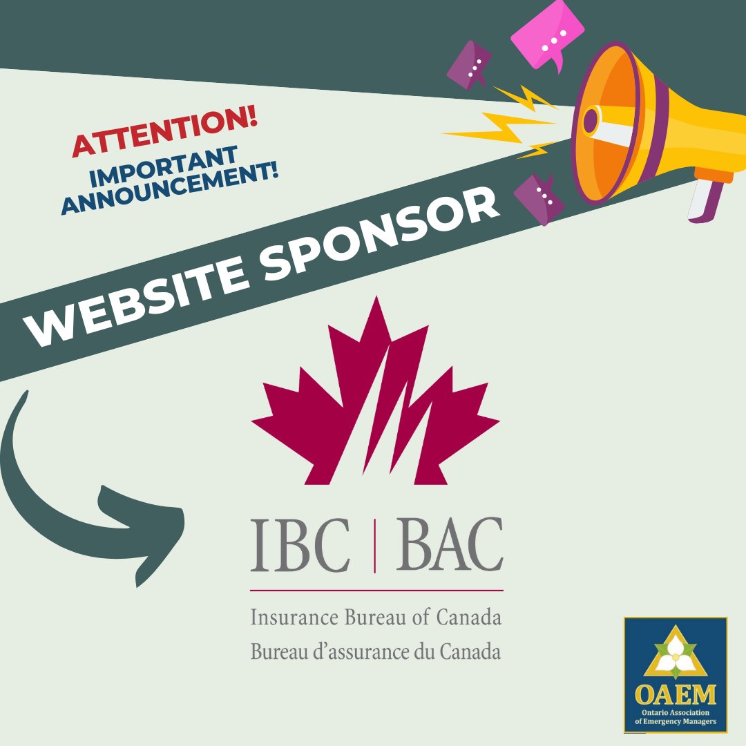 OAEM is proud to announce our newest website sponsor the <a href="/InsuranceBureau/">IBC</a>!

​​​Insurance Bureau of Canada is the national industry association representing Canada’s private home, auto and business insurers.

Visit: oaem.ca/website_sponso… to become a website sponsor.