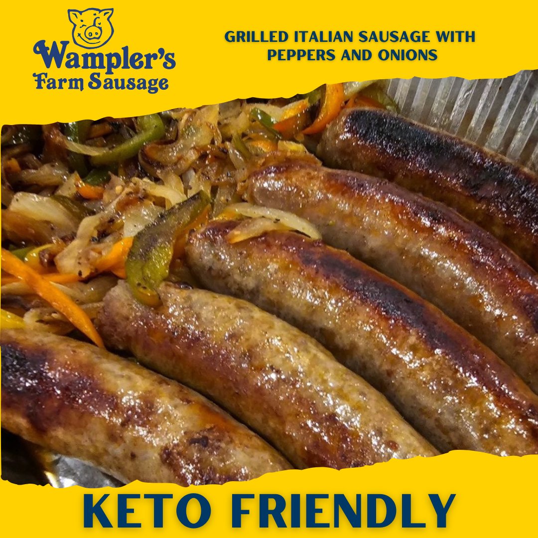 Looking for a super easy and delicious meal while watching your carbs? Just grill some Wampler's Farm Sausage Italian Sausages with peppers and onions for a mouth watering keto friendly meal.  

#Keto #KetoDiet #ItalianSausage #KetoFriendly #MadeOnTheFarm
Photo Credit: Rob Foster