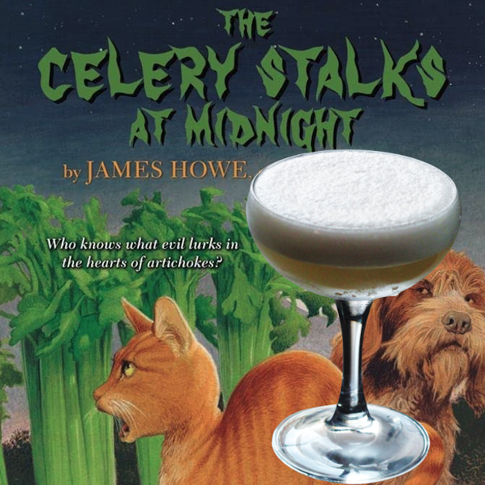ThompsonsFTW's tweet photo. Our new Celery Stalks at Midnight cocktail was inspired by the book of the same name about Chester the cat, who is convinced all the world’s veggies are in danger of being turned into zombies. #celerystalksatmidnight #craftcocktails #drinkfortworth #thompsonsbookstore https://t.co/RpBNLnBsDV