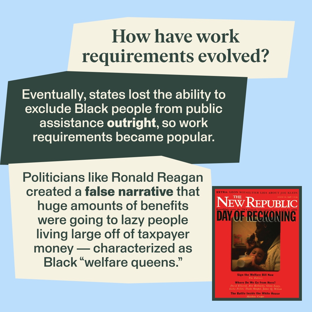 the_emancipator's tweet photo. Work requirements have a “long and racist history” stemming from anti-Black ideas with roots in slavery — they have no place in a country that values the welfare of all its people, Nomi Sofer from @AntiracismCtr writes in The Emancipator. https://t.co/0FBS1biJkp