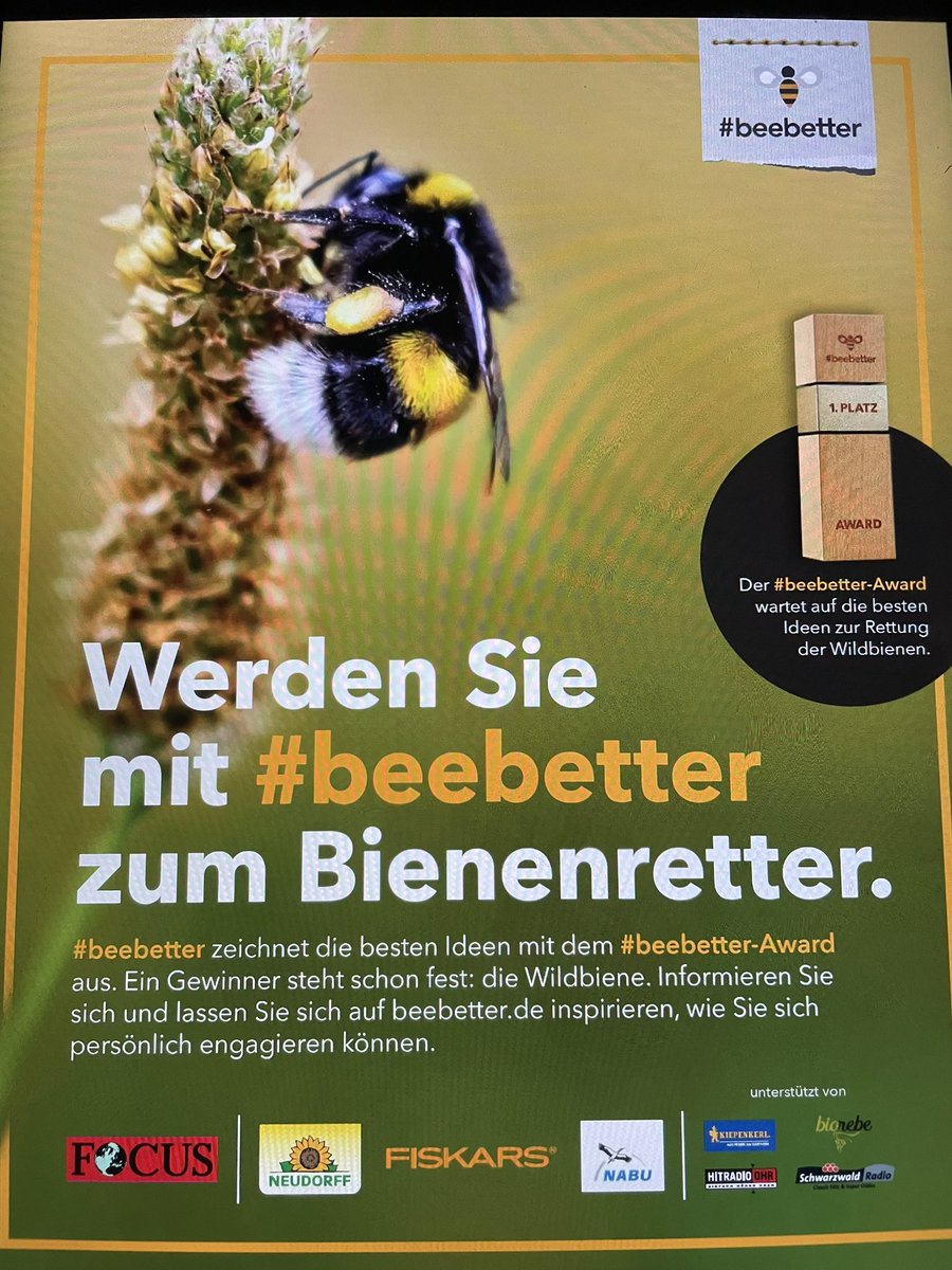 jpiedrahita's tweet photo. #Publicidad (social) como te la encuentras estos días al ojear semanarios internacionales, como este @focusonline. „Conviértete con #beebetter en salvador de #abejas. El #beebetter award premia las mejores ideas para salvar a la #abeja salvaje. Infórmate e inspírate en https://t.co/Vcv0JJzqaz de cómo involucrarte personalmente“