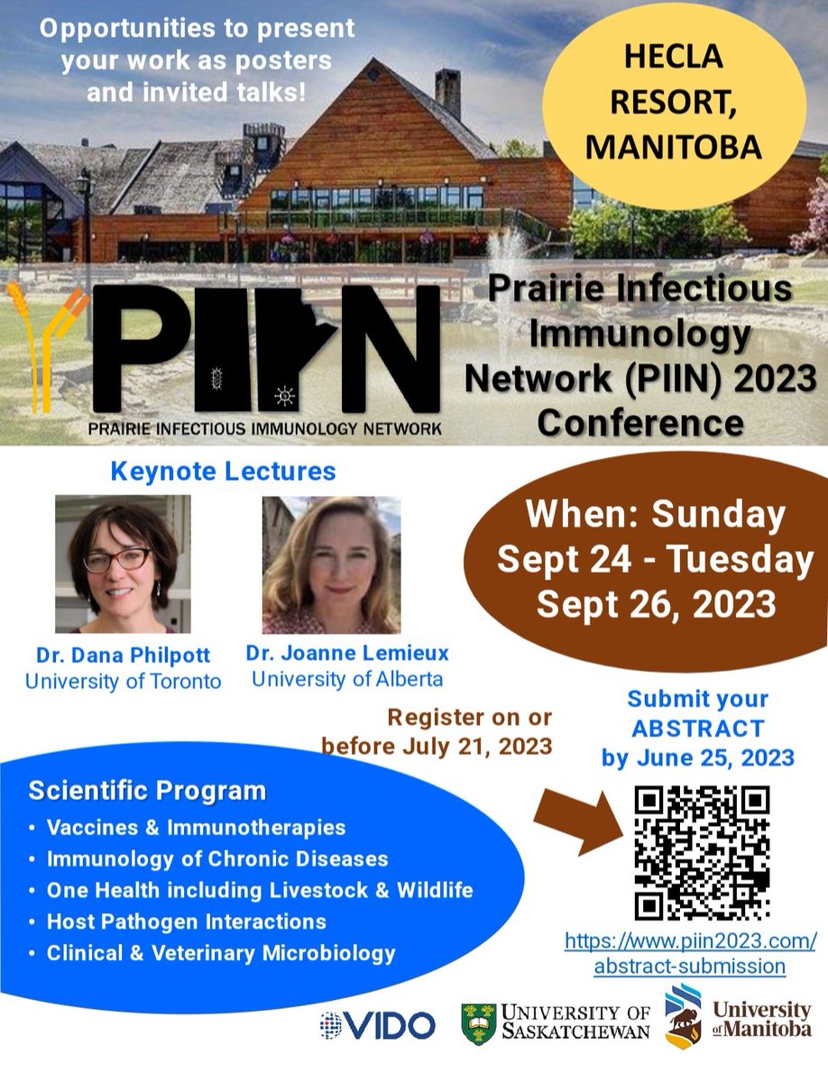 Abstract Submission is open for #PIIN2023! Deadline is June 25th! We are very excited to have Dr. Dana Philpott &amp; Dr. Joanne Lemieux as our 2 keynote speakers! We hope to see many 👩‍🔬👨‍🔬 from the 🇨🇦 prairies in Sept! Updates coming at piin2023.com 
Plz RT/share