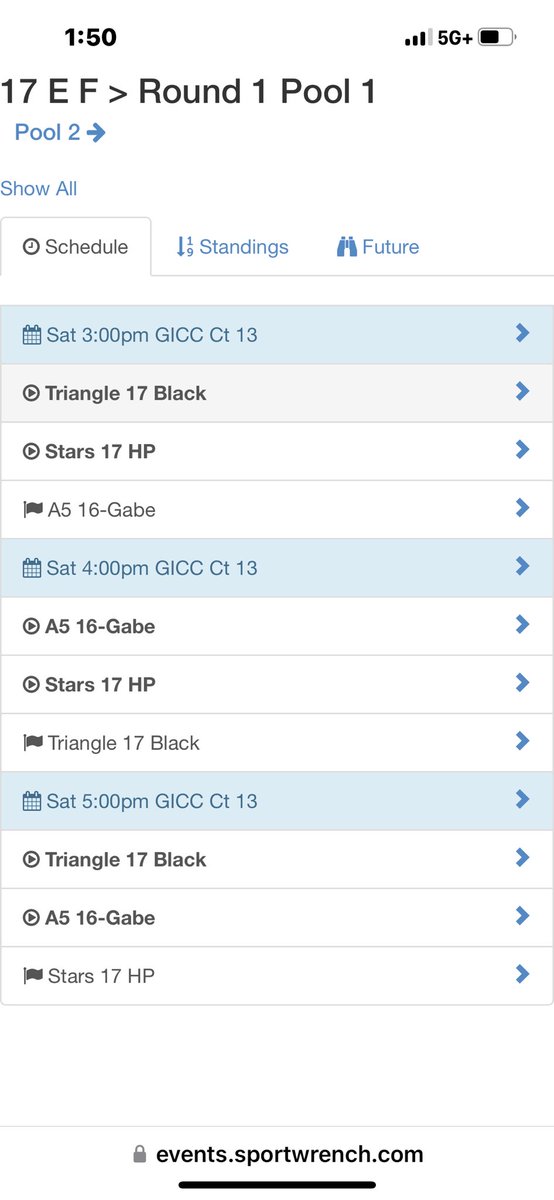 Looking forward to getting back on the court this weekend in Atlanta at the Southern Exposure tournament! This is our schedule for Saturday. <a href="/brookins_katie/">Katie Brookins</a> <a href="/RecruitStarsVB/">Stars VB Recruiting</a> #Stars17HP
<a href="/StarsSports_SC/">Stars Sports</a>