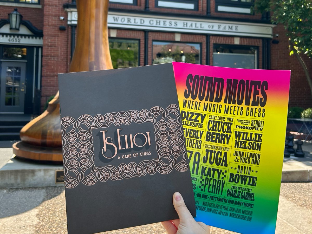 WorldChessHOF's tweet photo. Looking for something FREE and FUN to do in Saint Louis?!
Our latest exhibitions "T. S. Eliot: A Game of Chess" and "Sound Moves: Where Music Meets Chess" are on view now! Stop in TODAY!
#WorldChessHOF #TSEliotChess #SoundMovesChess https://t.co/3YkW929GpS