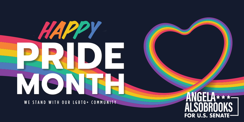 AlsobrooksForMD's tweet photo. Happy #PrideMonth! 🏳️‍🌈

This month—and every month— we honor the right to love who you love.

Once elected to the U.S. Senate, I will be a vote in Congress to condemn bigotry and protect all LGBTQ+ Americans. #LoveWins https://t.co/Ag9NXcEO7W