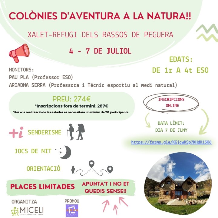 Ampainstperefon's tweet photo. Activitats d'estiu a l'@perefontdevila , t'hi apuntes ?
Miceli Lleure https://t.co/T6jT1VsppK