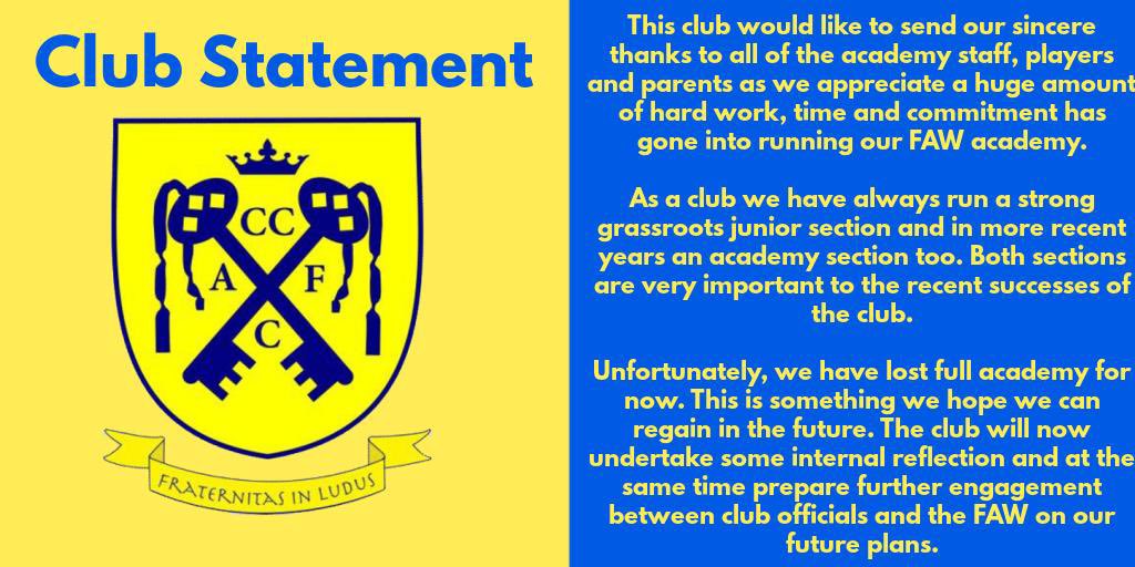 CwmbranCeltic's tweet photo. STATEMENT - CWMBRAN CELTIC 💛💙

#CCFC #YouYellows https://t.co/jtNUmU5rSm