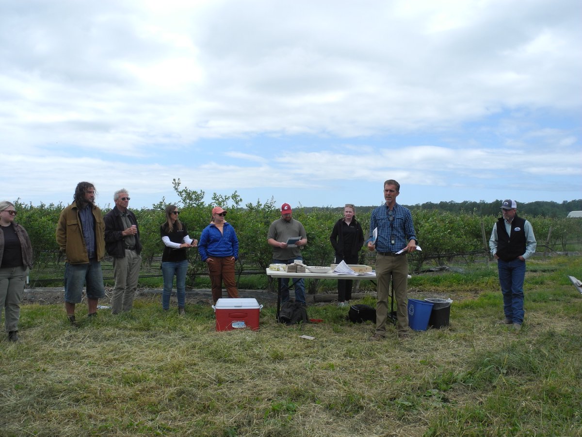 AgAID_Institute's tweet photo. The "Bees, Bots, and Blueberries in the BerrySmart Fields" field day was an exciting &amp; collaborative experience between growers, researchers, &amp; tech providers on how to optimize blueberry farming operations (e.g. pollination). Shout-out to all the organizers @Innov8Ag #BerrySmart https://t.co/jKdmN1Yn5E