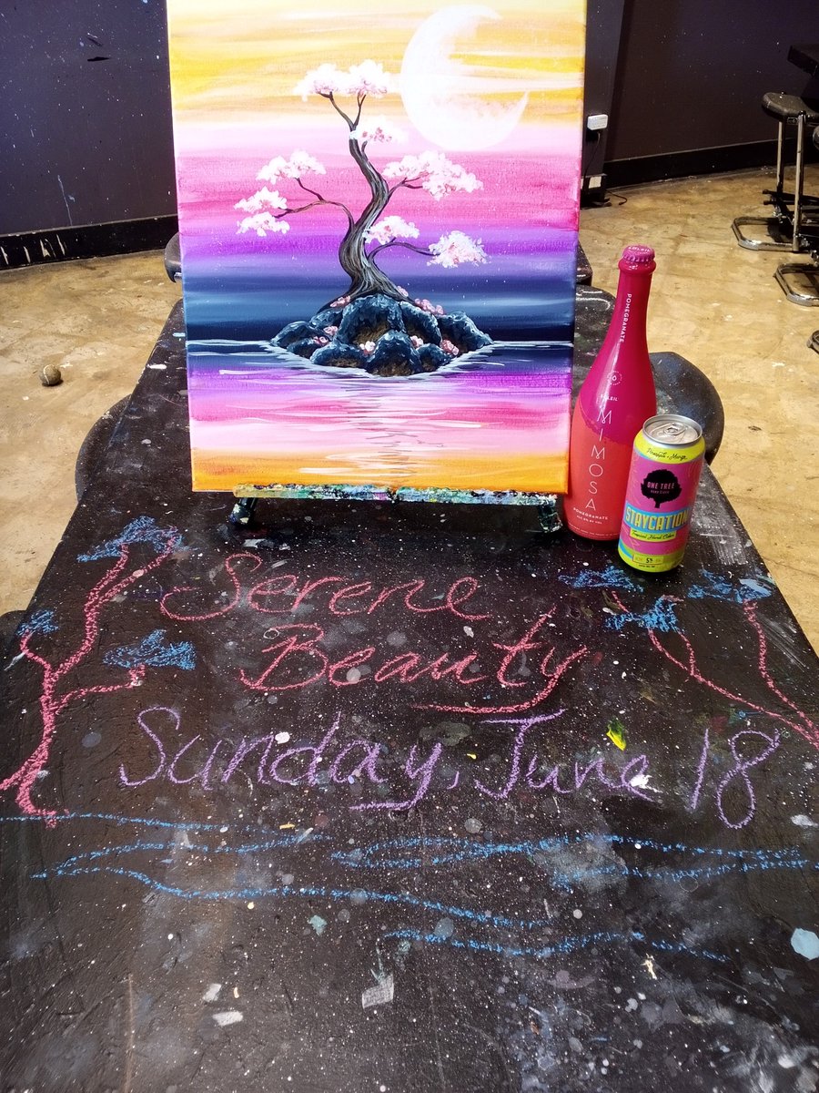 This lovely, colorful bonsai painting is coming up on Sunday, June 18, at 6pm! What a nice way to spend an evening ;) #pinotspalettecda #serenepainting #bonsai #paintdrinkhavefun #datenightideas #cdaid #bringafriend