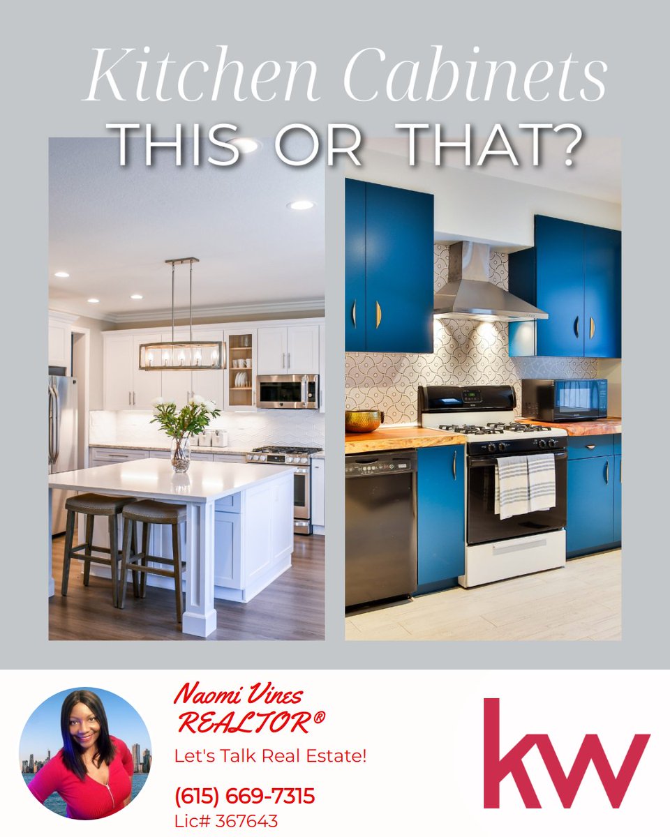 Would you prefer the bright white kitchen or a colorful one? What type of design would you choose?

Answer in the comment section!

#kitchen #kitchencabinets #kitchenredo #thisorthat #favorite #chooseyourfave #realestate #realestateagent