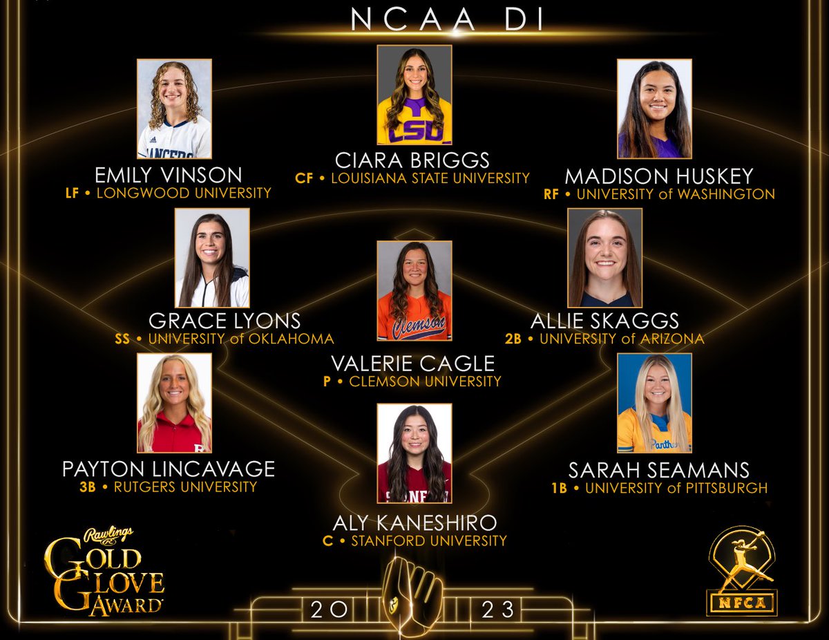 𝑻𝒉𝒆 𝗚𝗢𝗟𝗗𝗘𝗡 𝒐𝒏𝒆𝒔 ✨

Congratulations to the NCAA DI Rawlings Gold Glove Award Winners ✨

#RawlingsGoldGlove #FinestInTheField