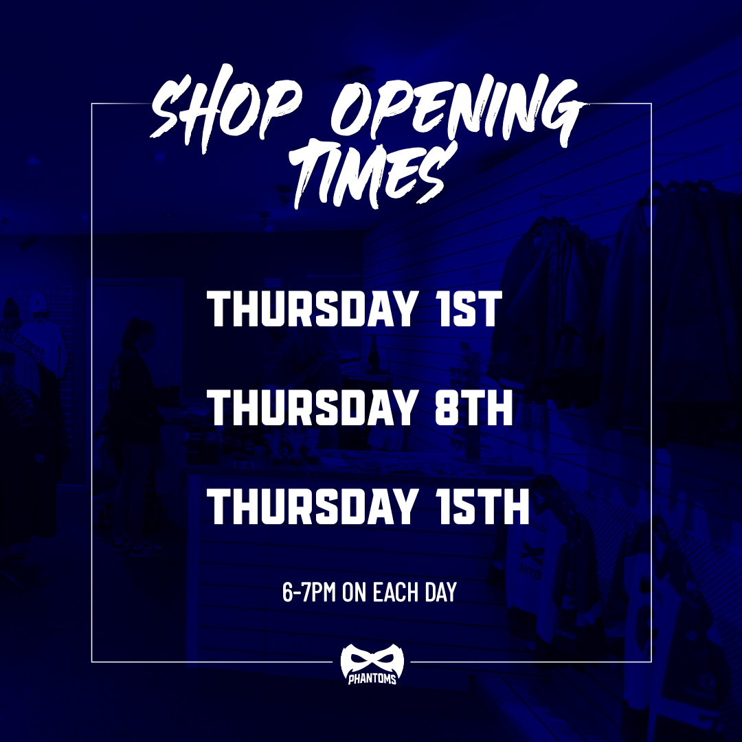 SHOP OPENING TIMES ⏰
We are open for the next 3 Thursdays from 6-7pm for all collections, orders and purchases.

#WeArePhantoms