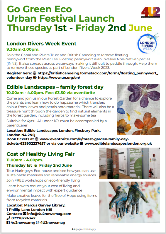 Amazing! The Go Green festival is back for a month of eco-learning, collaboration and celebration. Positivity and action in Haringey. Keep a look out for events across the borough, coinciding with the Great Big Green Week, Clean Air Day and World Environment Day
<a href="/4u2newsmag/">4u2newsmag</a>